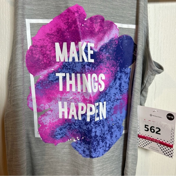 Girls members mark gray/multi colored 14/16 tank top! Flowy cute NEW - Picture 2 of 5